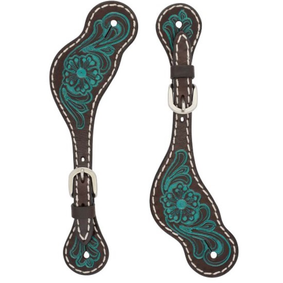 Weaver Blunt Spurs with Leather Spur Straps - Picture 2 of 4